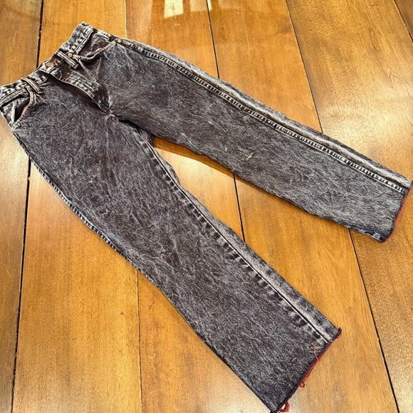 Wrangler Jeans High Rise Raw Hem Red Acid Wash Sz 3 Cowboycore Vintage USA Made - Picture 4 of 16